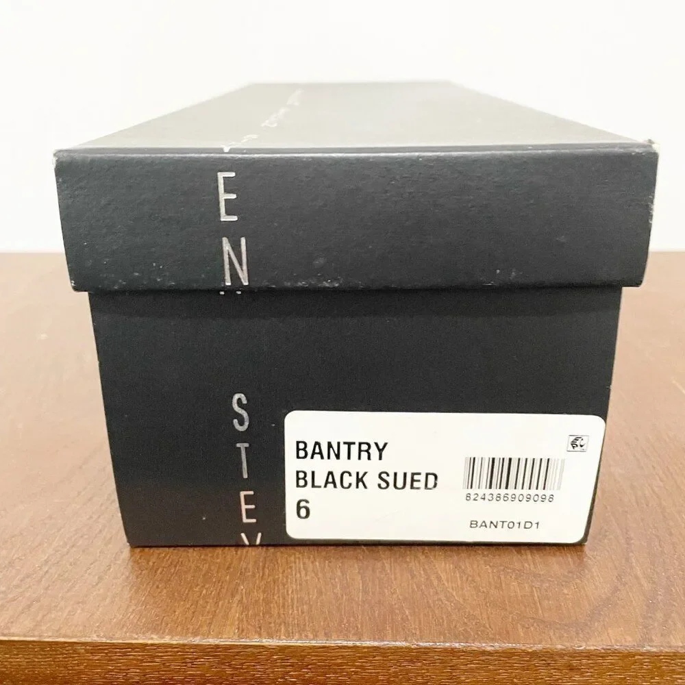 Anthro Steven By Steve Madden Bantry Black Suede Ballet Flat Shoes 6 Corp Casual